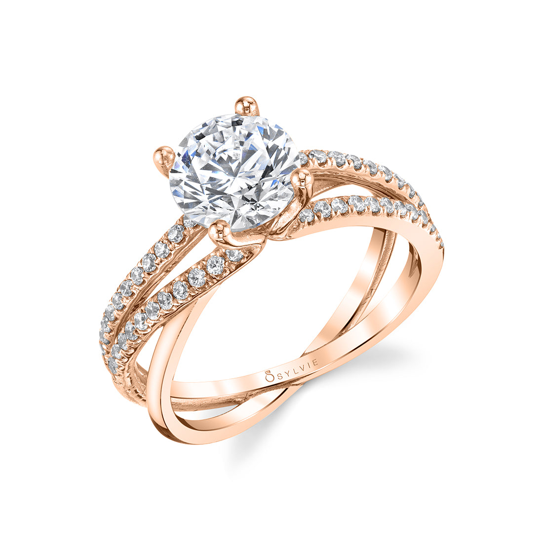 (18K Rose) Modern Spiral Engagement Ring - Fernanda