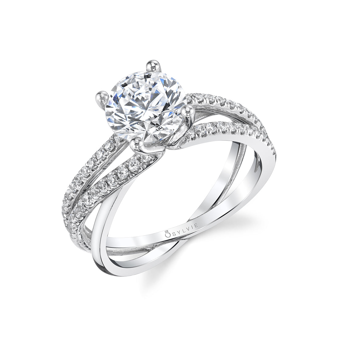 (18K White) Modern Spiral Engagement Ring - Fernanda