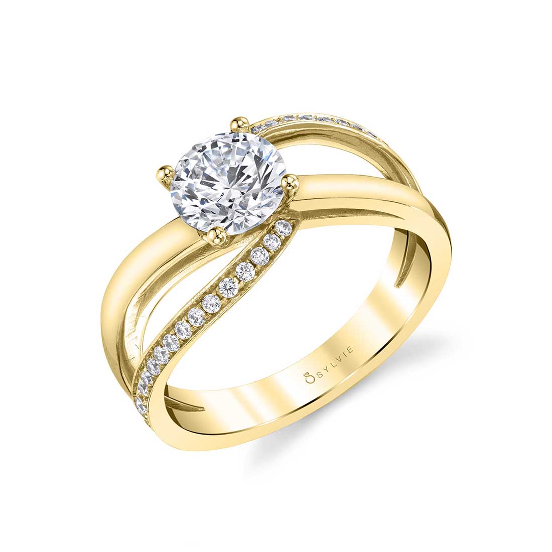 (18K Yellow) Modern Spiral Engagement Ring - Adeline