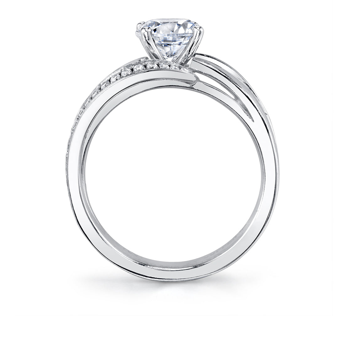 (Platinum White) Modern Spiral Engagement Ring - Adeline