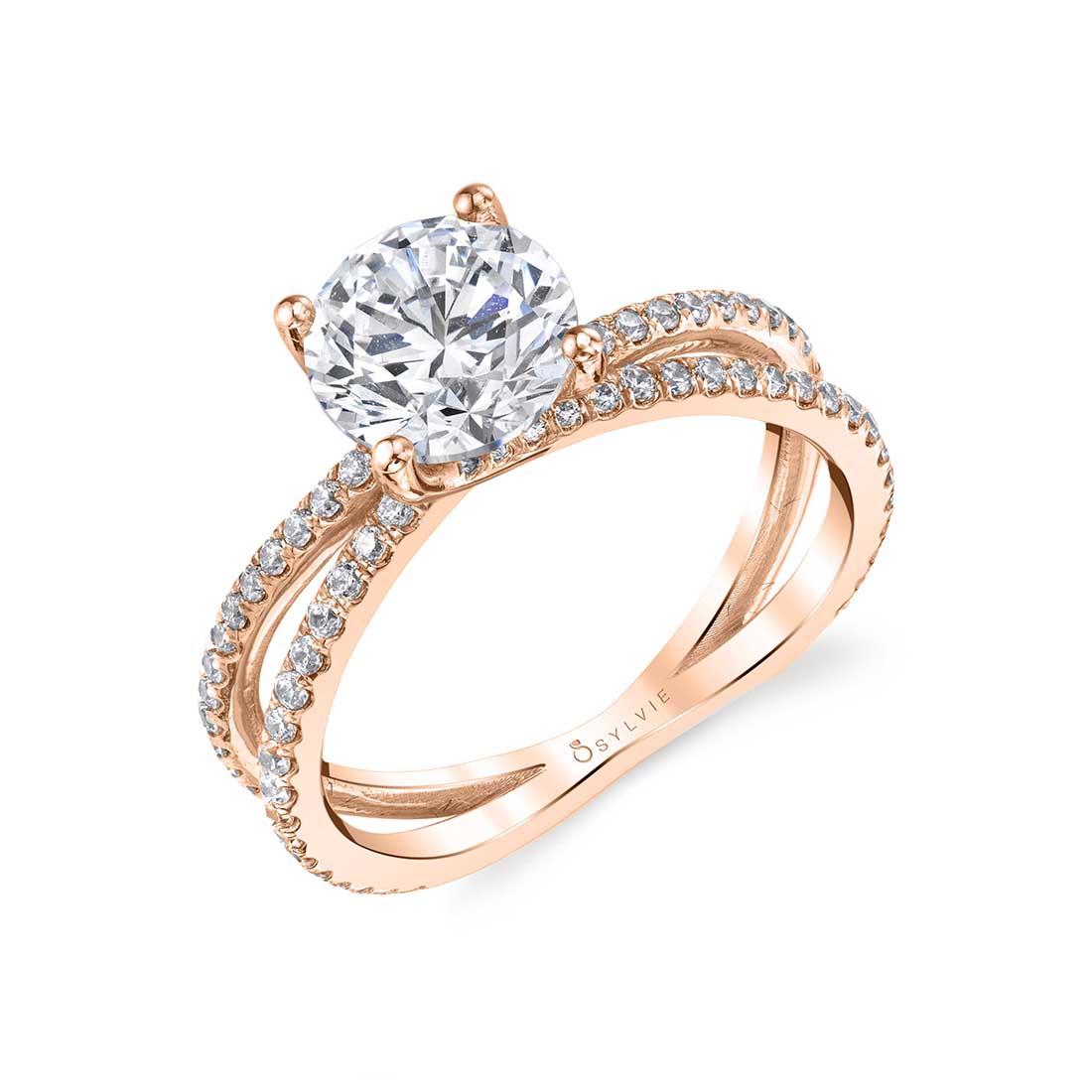 (18K Rose) Split Band Engagement Ring - Guiliana
