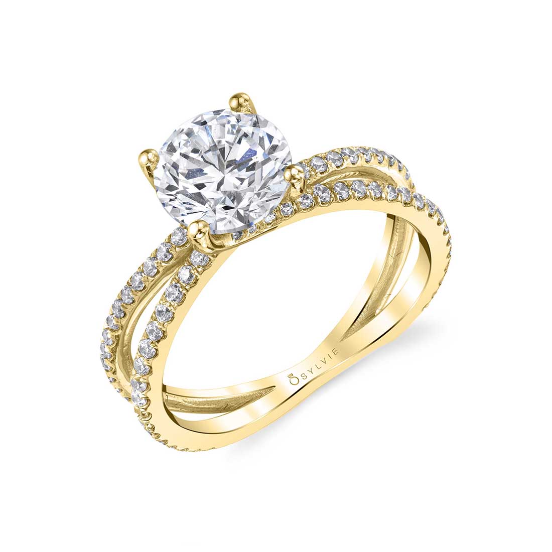 (18K Yellow) Split Band Engagement Ring - Guiliana