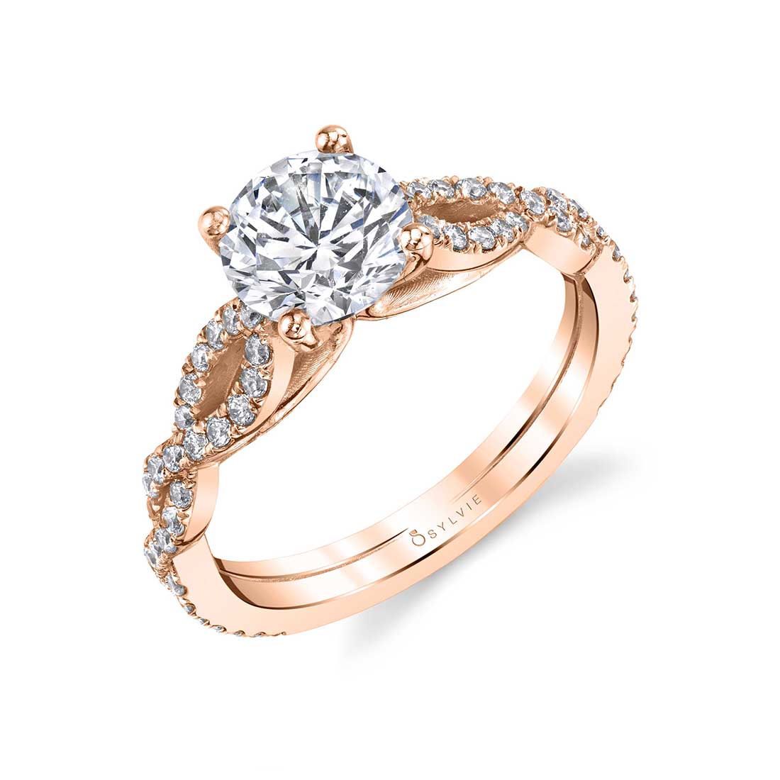 (14K Rose) Spiral Engagement Ring - Corrini