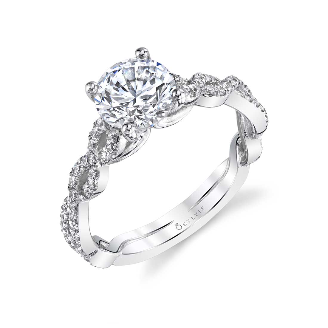 (18K White) Spiral Engagement Ring - Anine