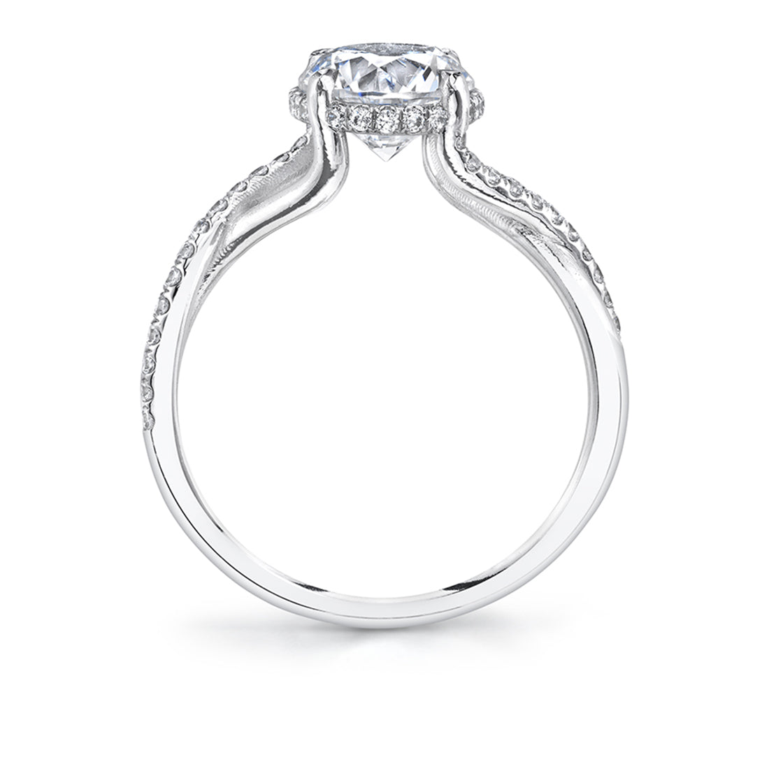 (Platinum White) Spiral Engagement Ring with Hidden Halo - Amahle