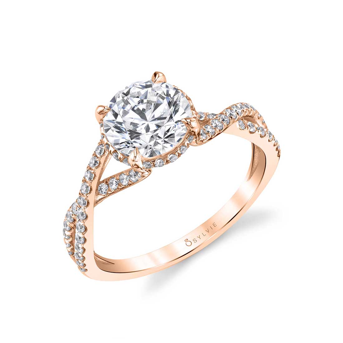 (14K Rose) Spiral Engagement Ring - Agnia