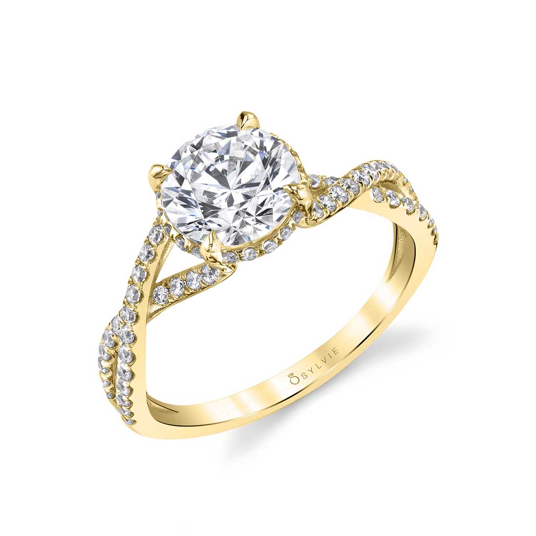 (18K Yellow) Spiral Engagement Ring - Agnia