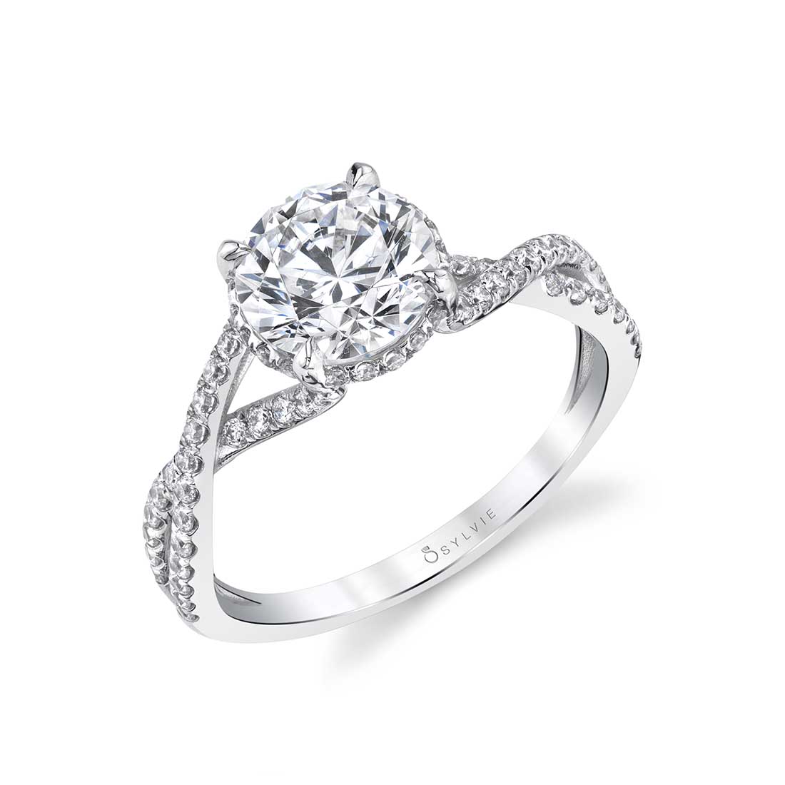 (Platinum White) Spiral Engagement Ring - Agnia