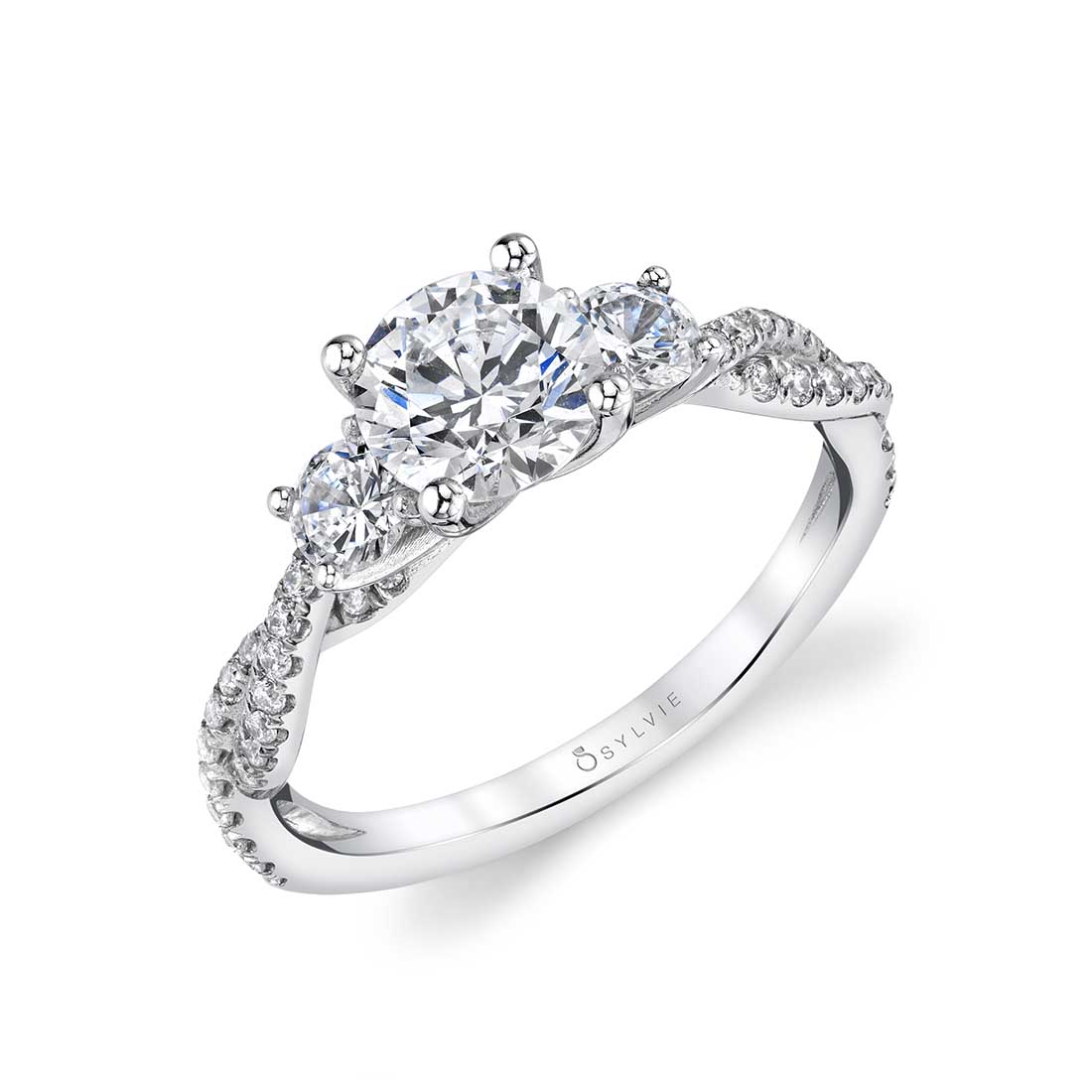 (Gallery) 3 Stone Spiral Engagement Ring - Gina