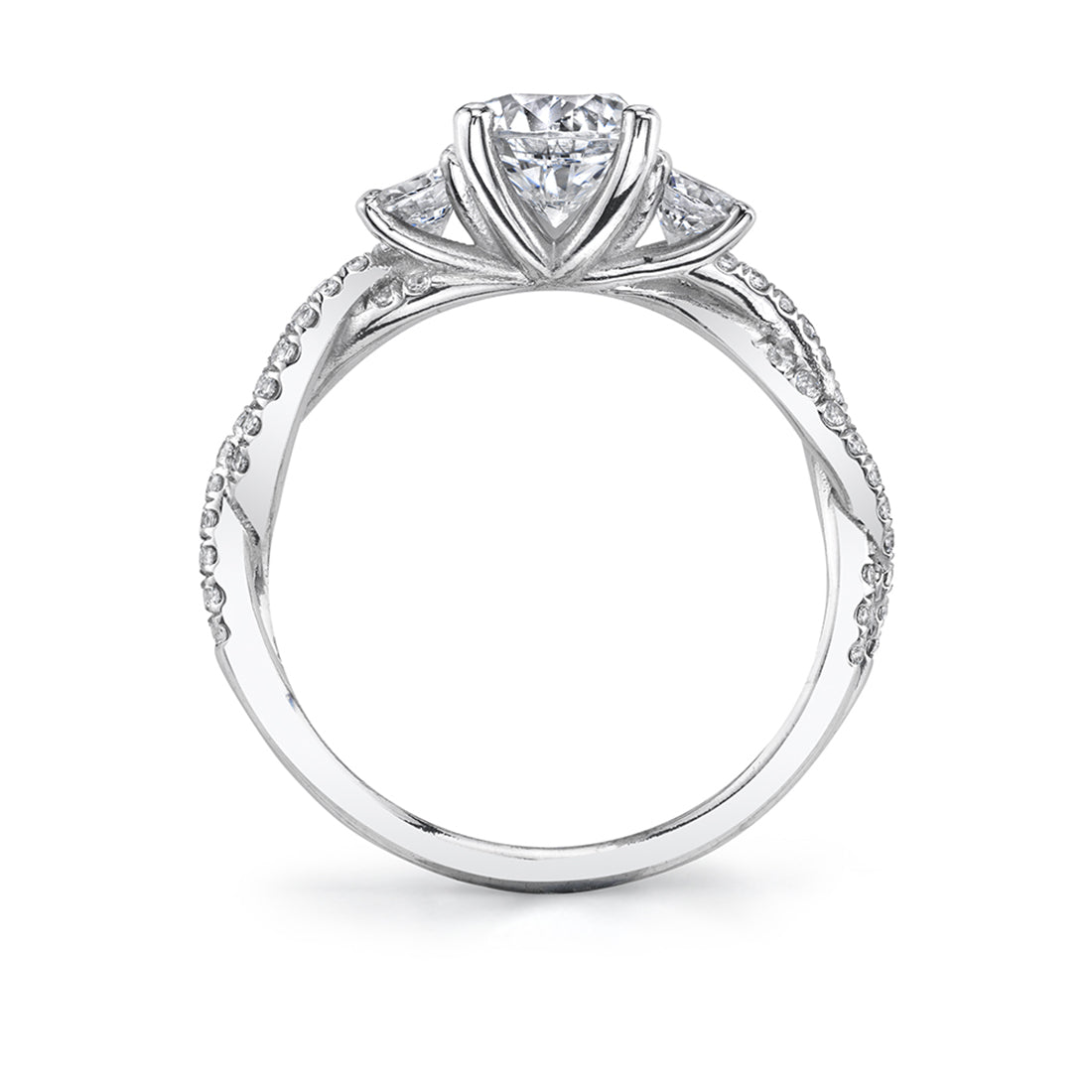 (Platinum White) 3 Stone Spiral Engagement Ring - Gina