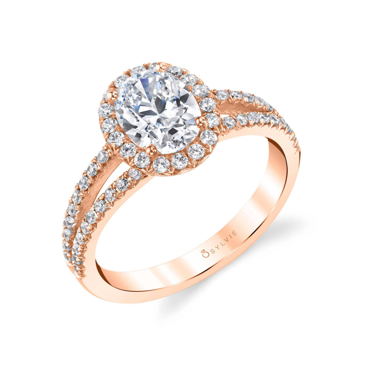 (14K Rose) Split Shank Engagement Ring