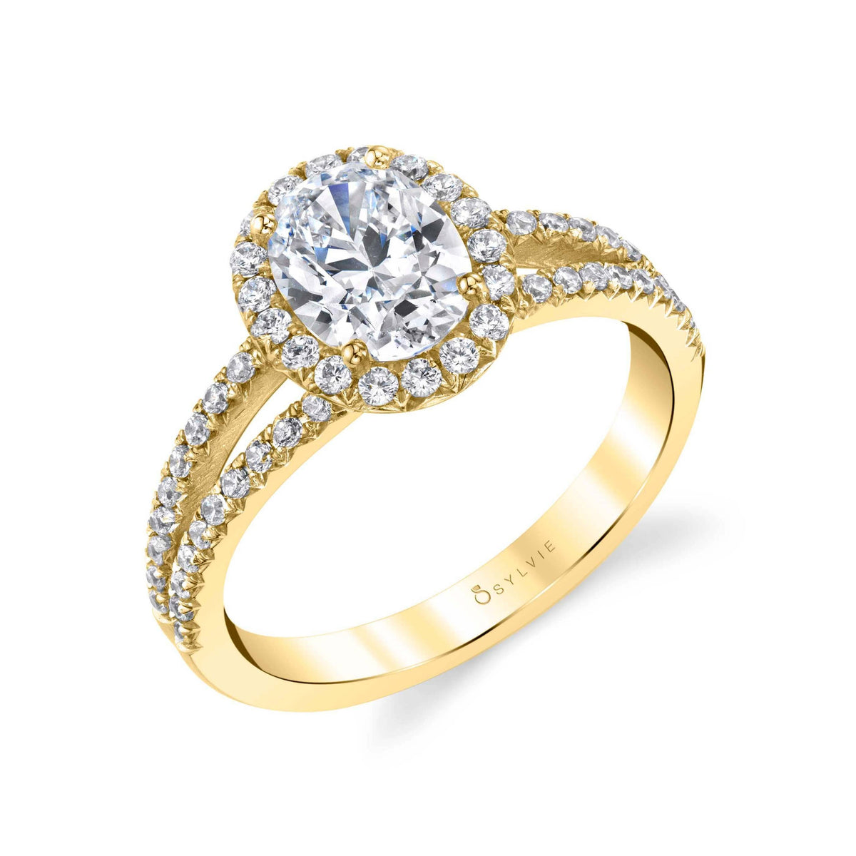 (18K Yellow) Split Shank Engagement Ring