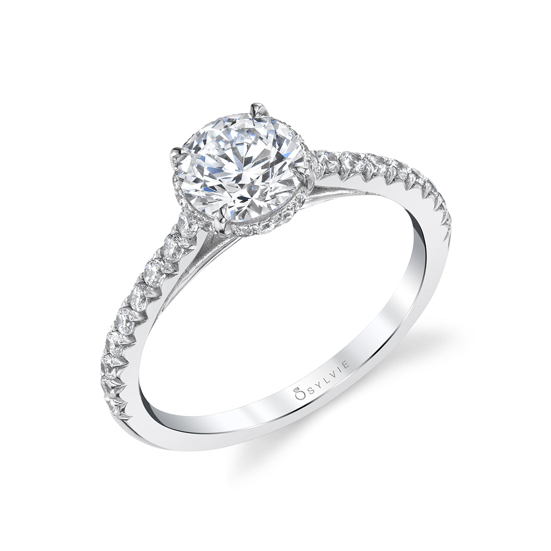 (Gallery) Round Cut Classic Hidden Halo Engagement Ring - Harmonie