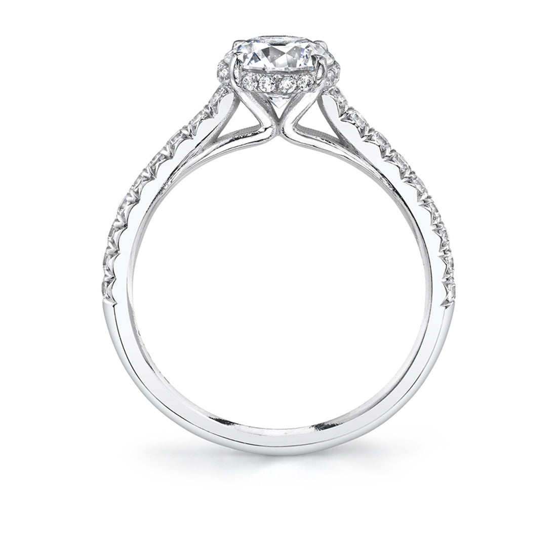 (Platinum White) Round Cut Classic Hidden Halo Engagement Ring - Harmonie