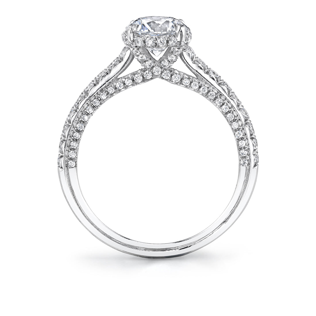 (Platinum White) Hidden Halo Engagement Ring - Layla