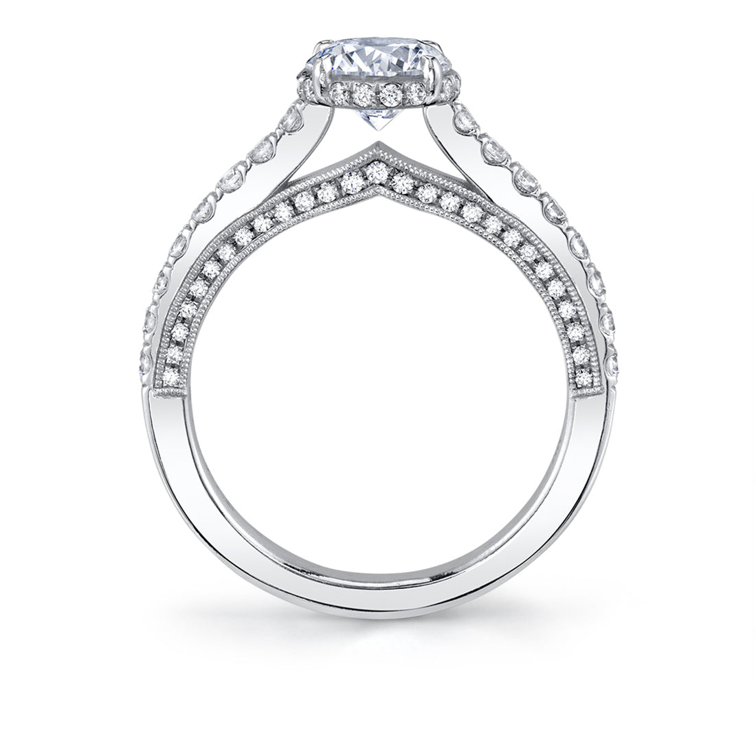 (Platinum White) Hidden Halo Engagement Ring - Marianna