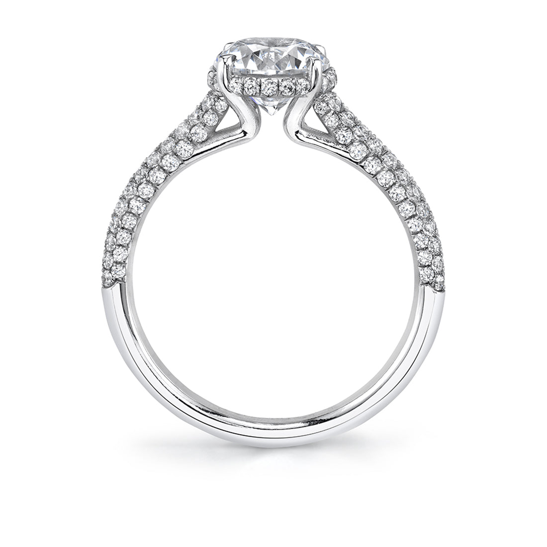 (Platinum White) Hidden Halo Engagement Ring - Priscilla