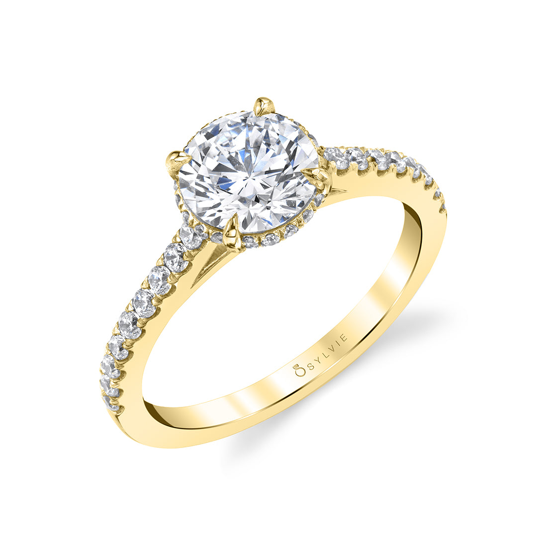 (14K Yellow) Hidden Halo Engagement Ring - Vienna