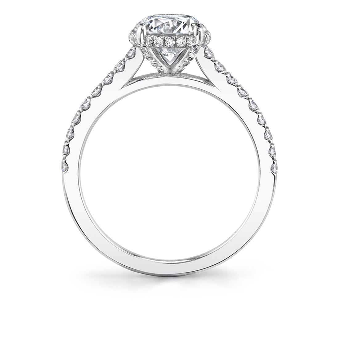 (Platinum White) Hidden Halo Engagement Ring - Vienna