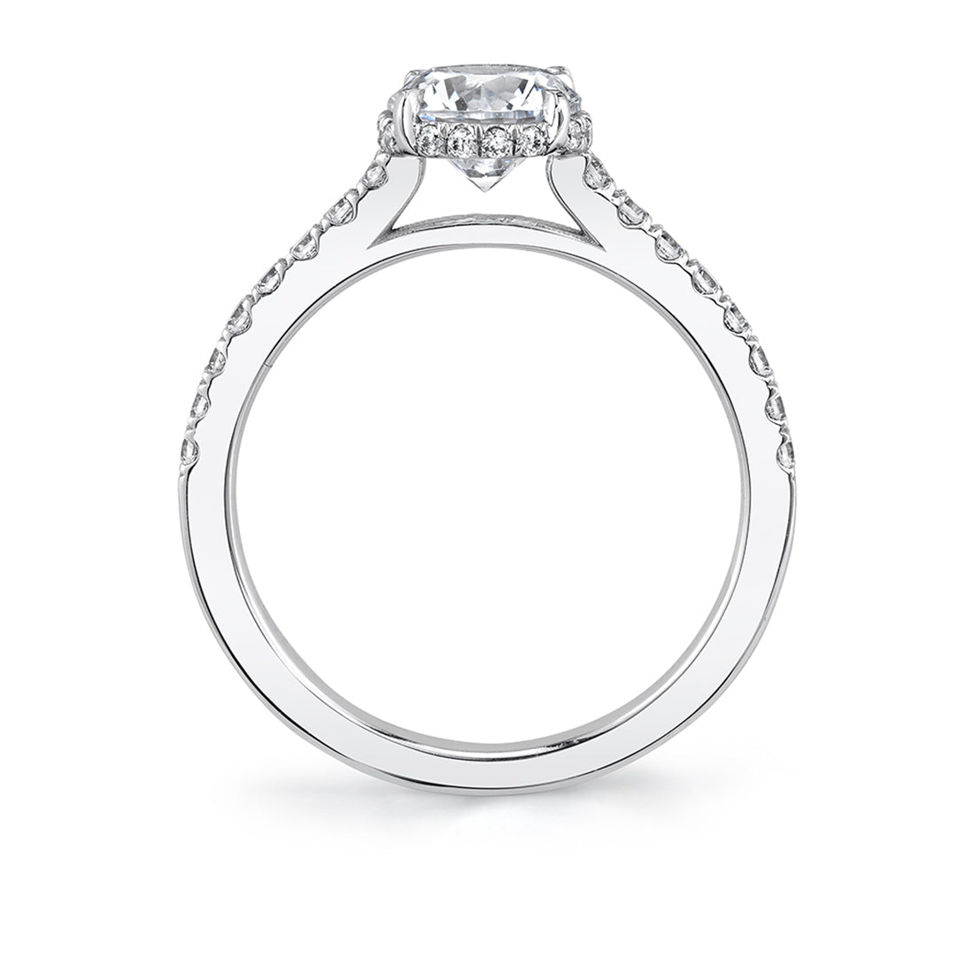 (Platinum White) Hidden Halo Engagement Ring - Anastasia