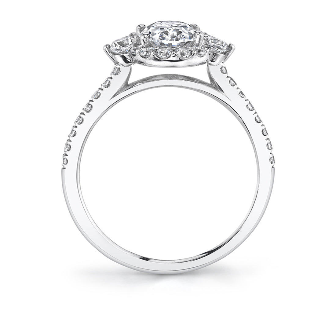 (Platinum White) Three Stone Engagement Ring - Nina