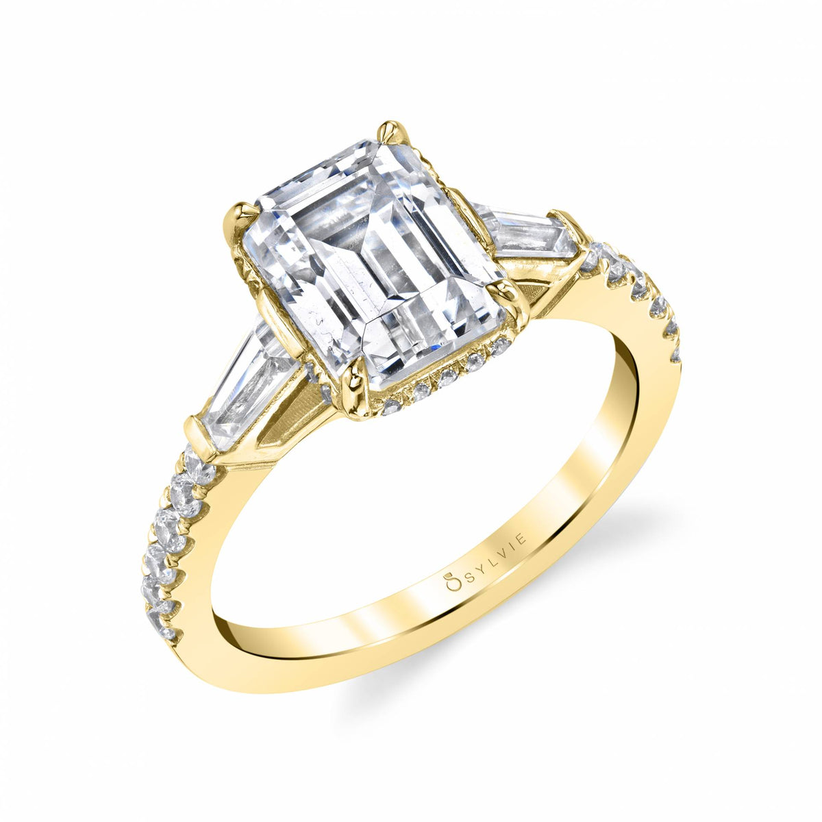 (18K Yellow) Three Stone Engagement Ring - Isla