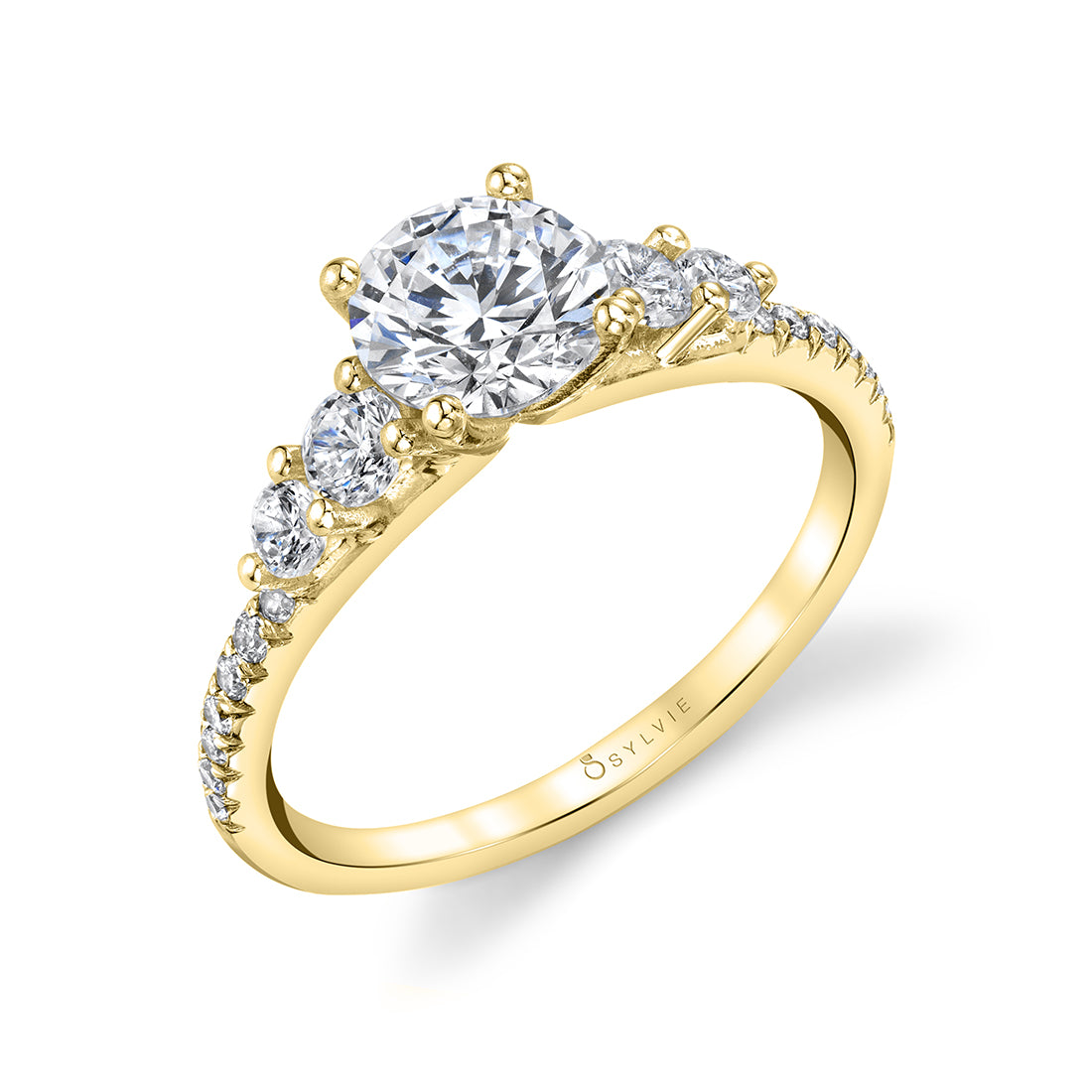 (18K Yellow) Classic Five Stone Engagement Ring - Tamara