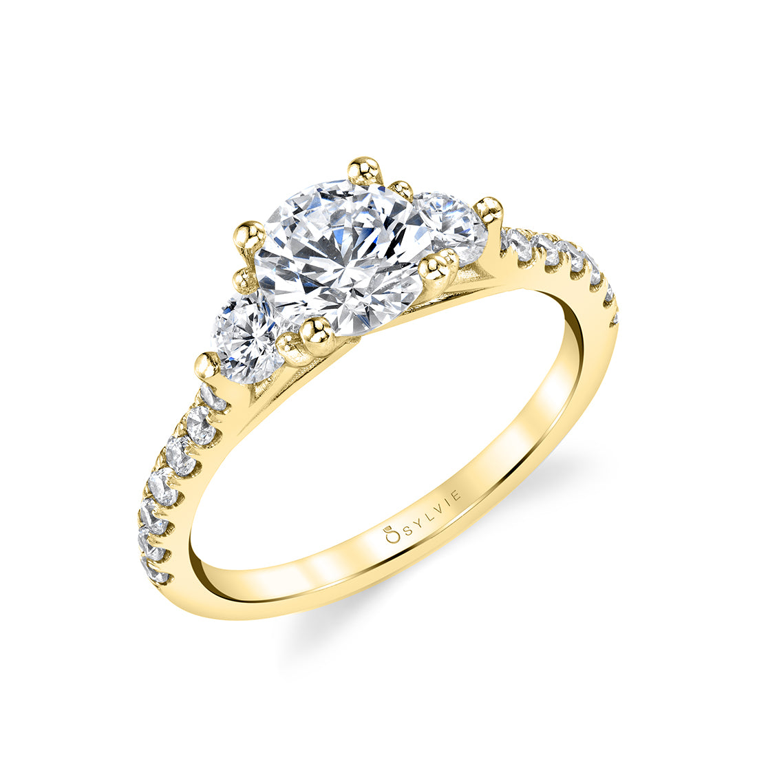 (18K Yellow) Three Stone Engagement Ring - Tatianna