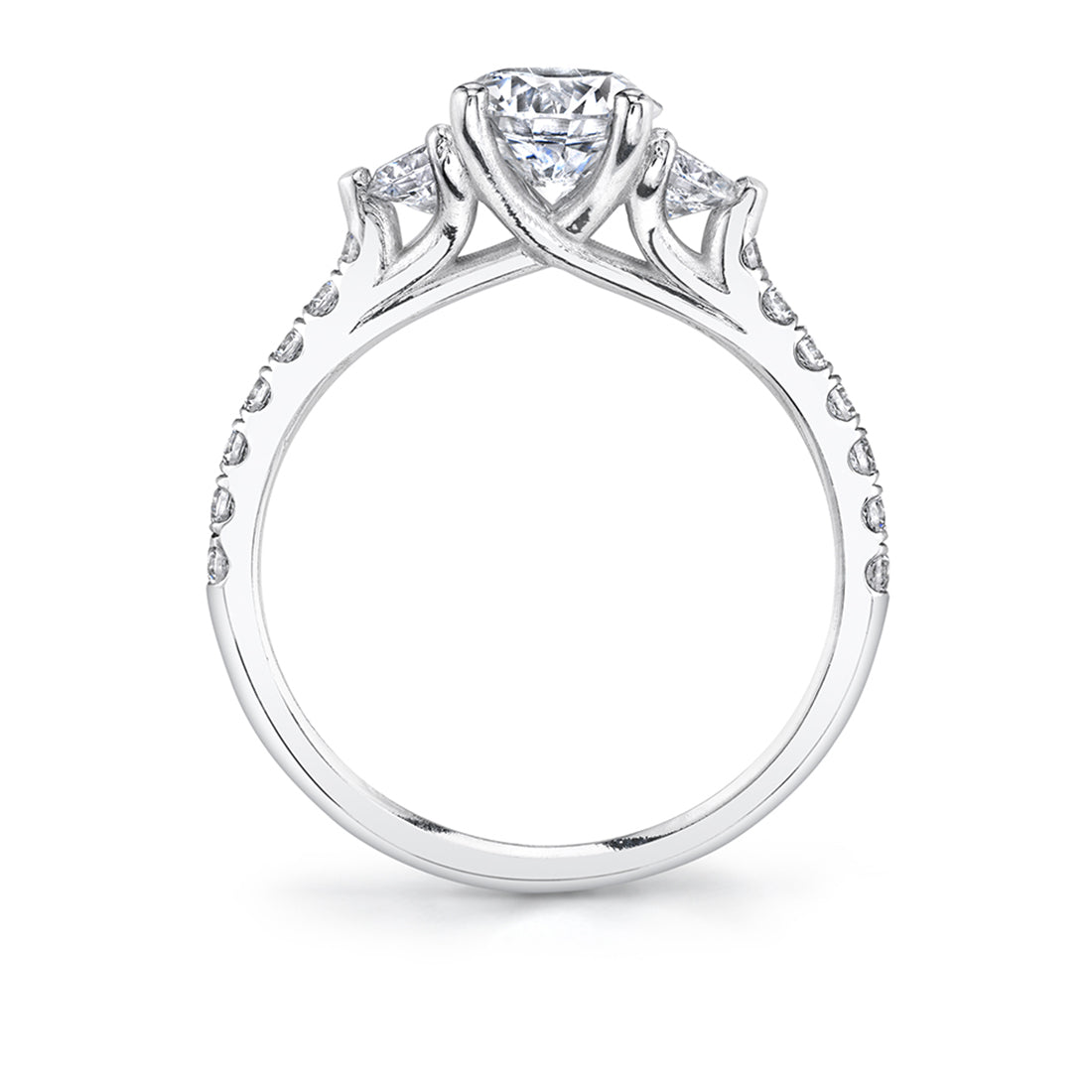 (Platinum White) Three Stone Engagement Ring - Tatianna