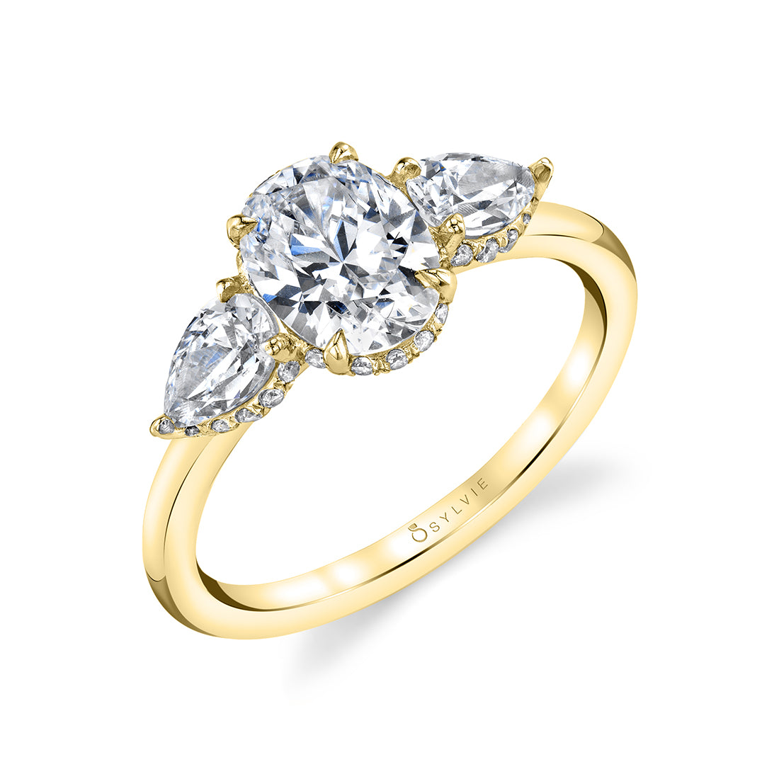 (14K Yellow) Three Stone Engagement Ring - Tamryn