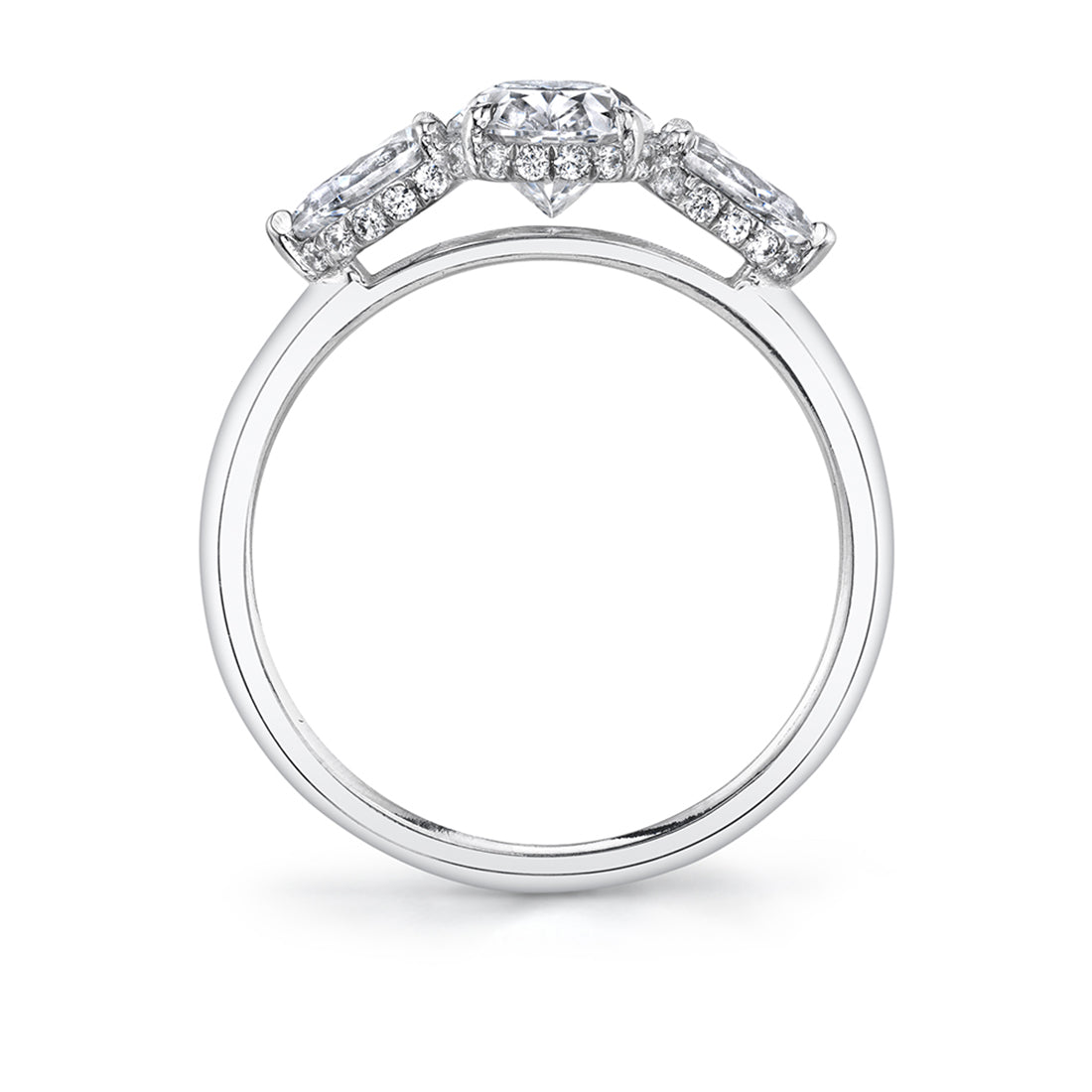 (Platinum White) Three Stone Engagement Ring - Tamryn