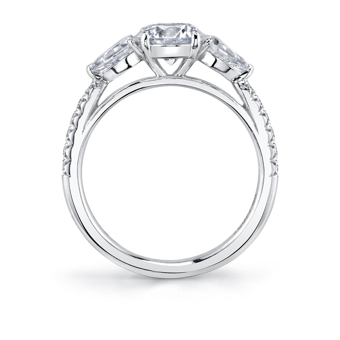 (Platinum White) Three Stone Engagement Ring - Vanna