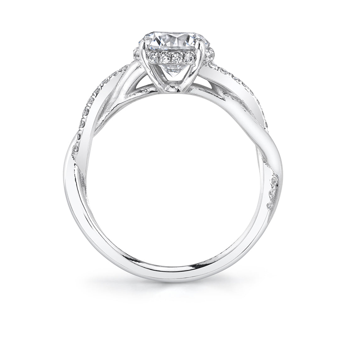 (Platinum White) Spiral Engagement Ring with Halo - Zia