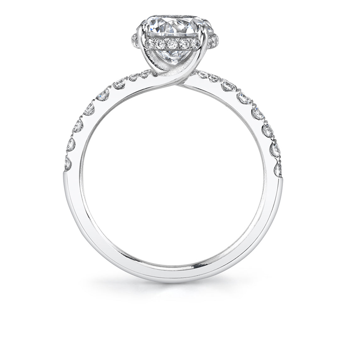 (Platinum White) Classic Engagement Ring with Hidden Halo - Xenia