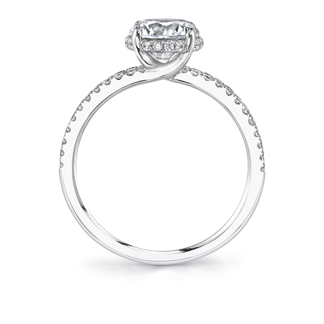 (Platinum White) Classic Engagement Ring with Hidden Halo - Halle