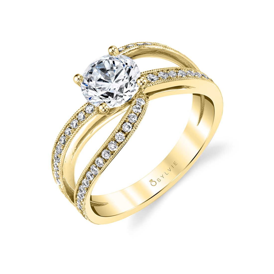 (14K Yellow) Split Shank Engagement Ring - Keira