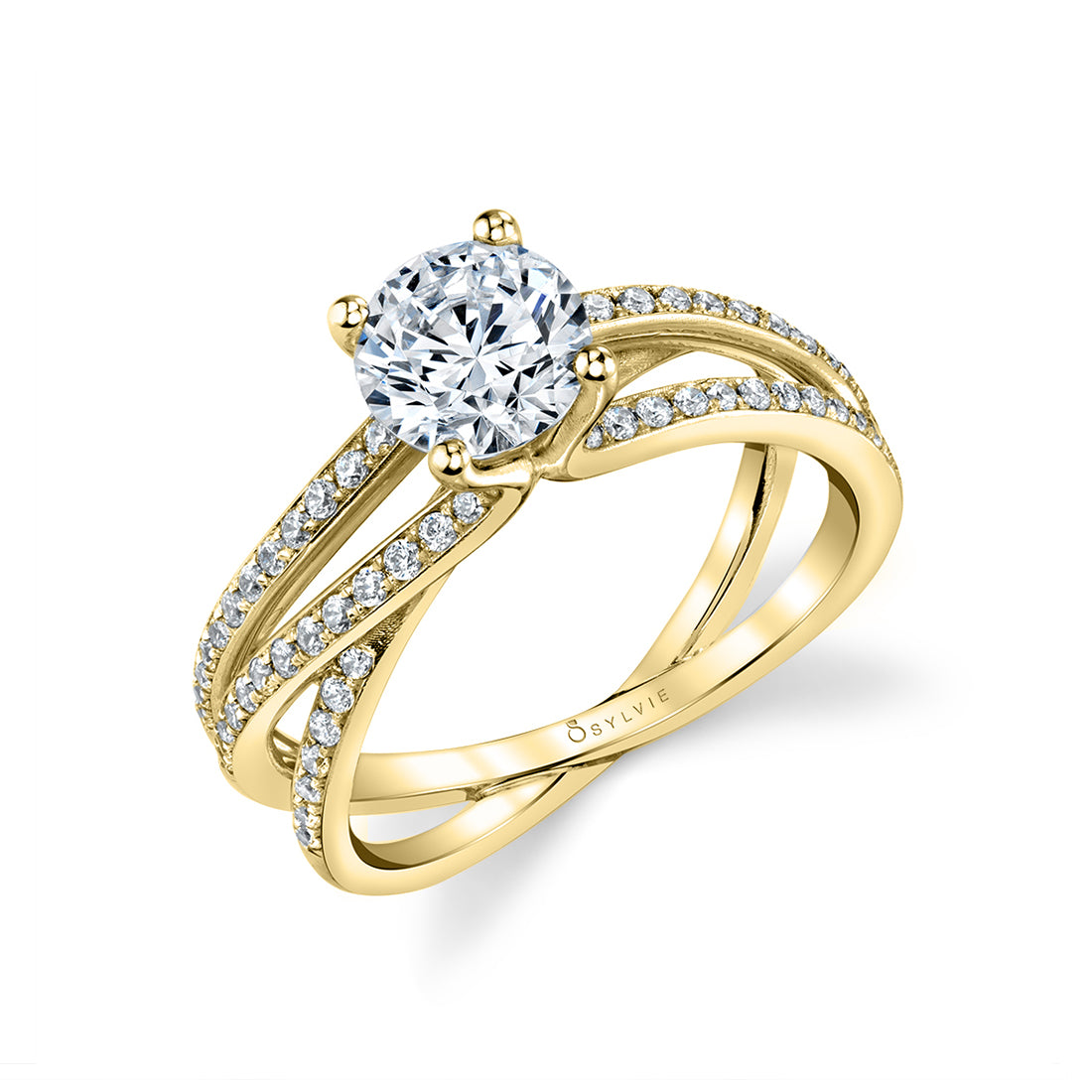 (14K Yellow) Split Shank Engagement Ring - Aleene