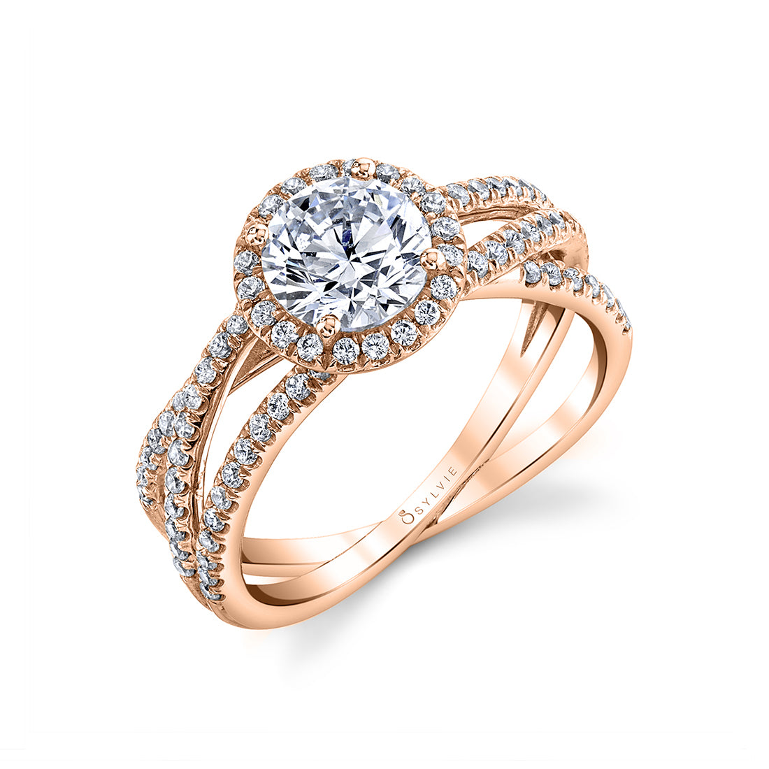 (14K Rose) Split Shank Engagement Ring - Devorra