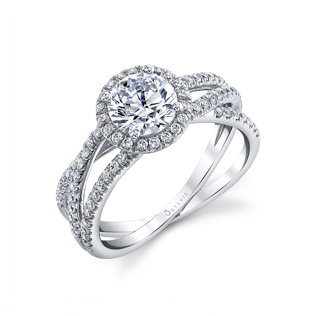 (18K White) Split Shank Engagement Ring - Devorra
