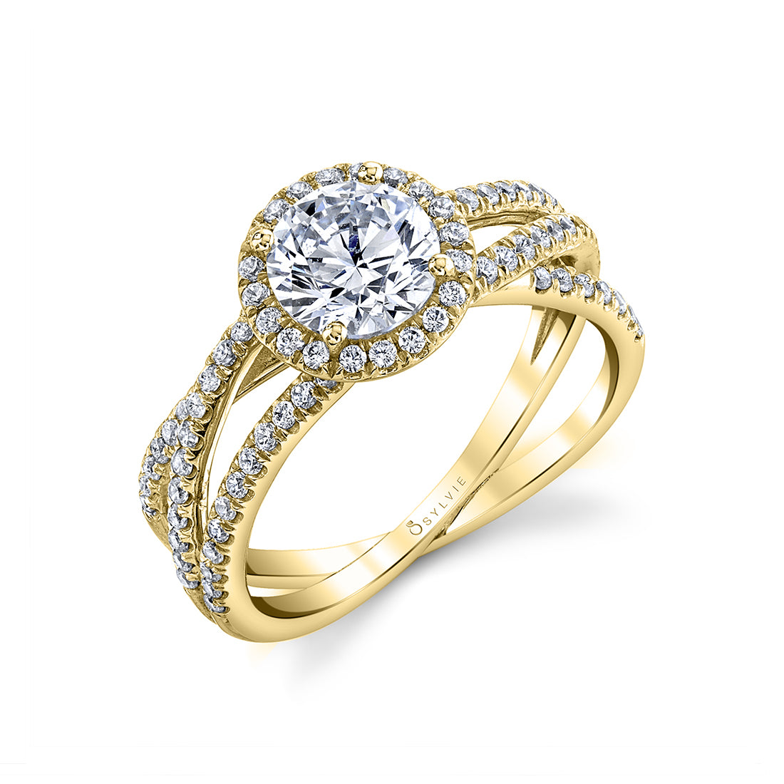 (18K Yellow) Split Shank Engagement Ring - Devorra