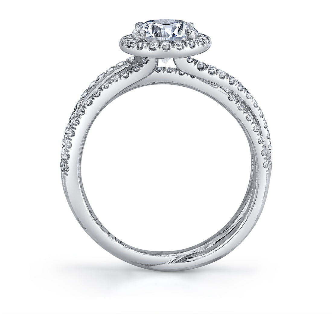 (Platinum White) Split Shank Engagement Ring - Devorra