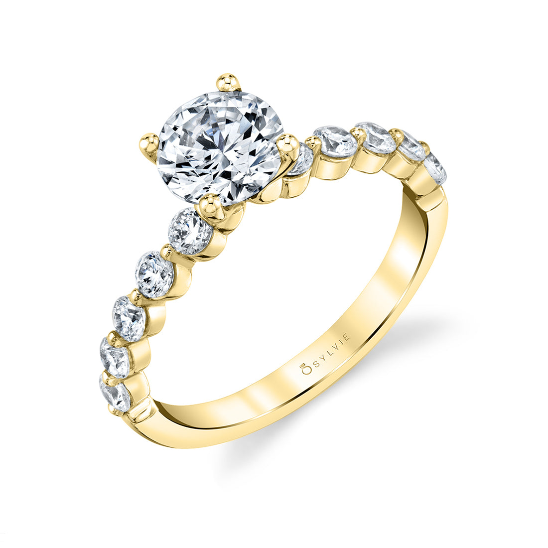 (14K Yellow) Single Prong Engagement Ring