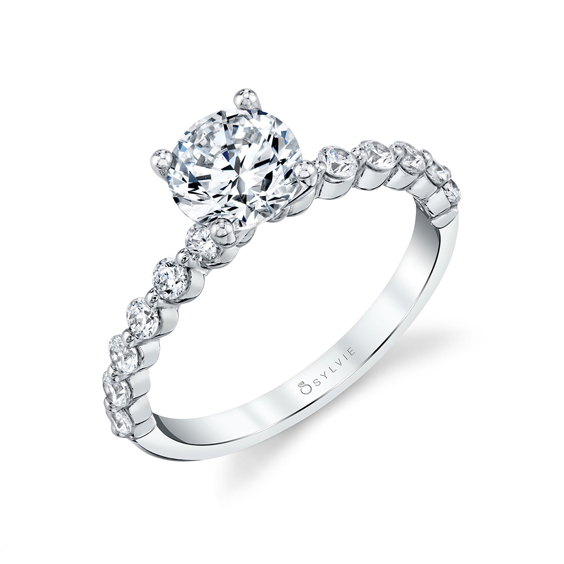 (18K White) Classic Engagement Ring - Ivanna