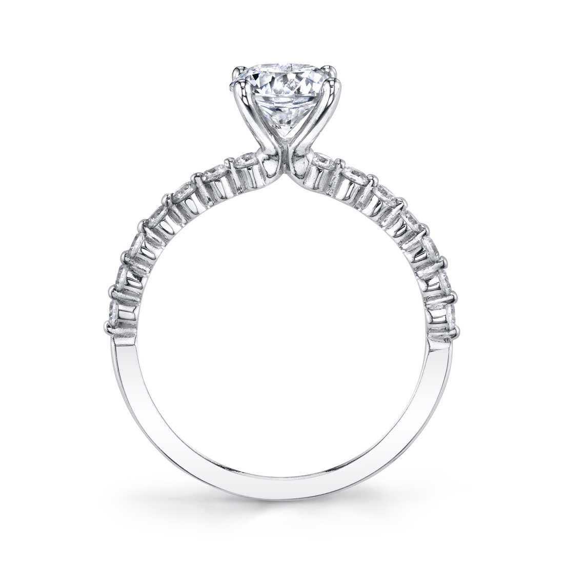 (Platinum White) Round Cut Classic Engagement Ring - Athena