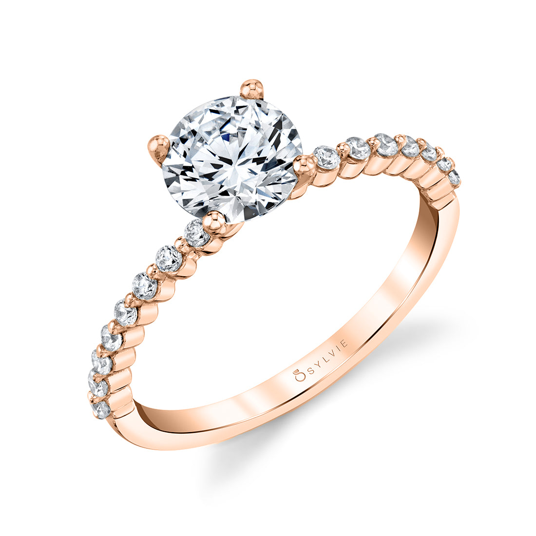 (14K Rose) ROUND SOLITAIRE ENGAGEMENT RING -.16