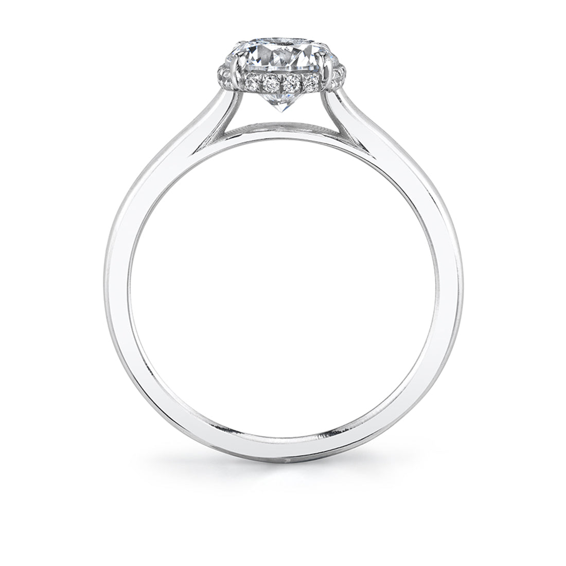 (Platinum White) Solitaire Engagement Ring with Hidden Halo - Annika