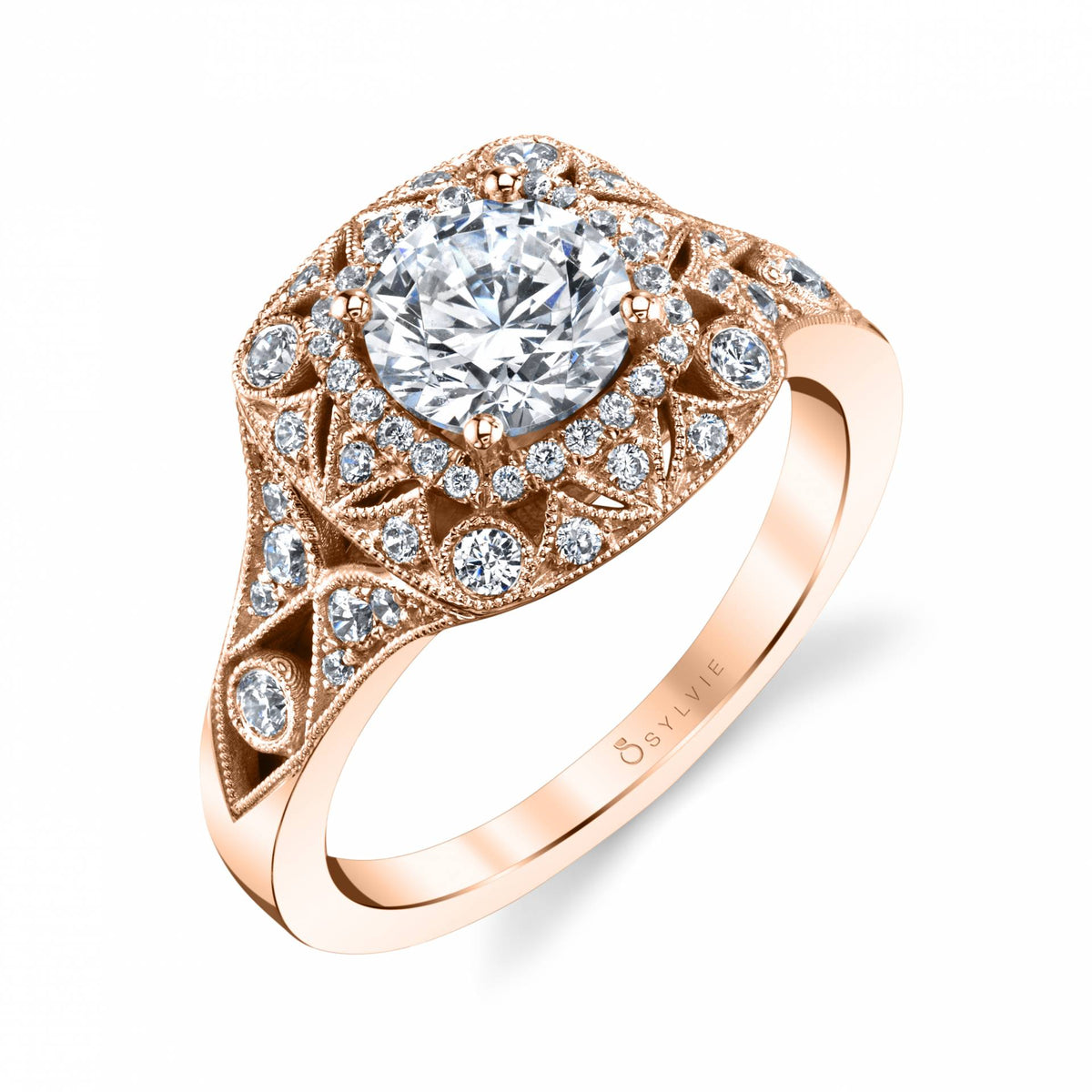 (18K Rose) Noemie - Vintage Engagement Ring