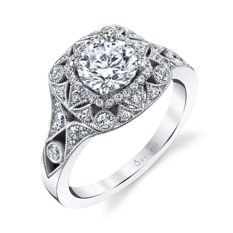 (18K White) Noemie - Vintage Engagement Ring