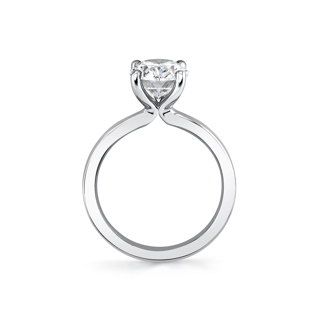 (Platinum White) Oval Cut Flat Edge Solitaire Engagement Ring - Ember