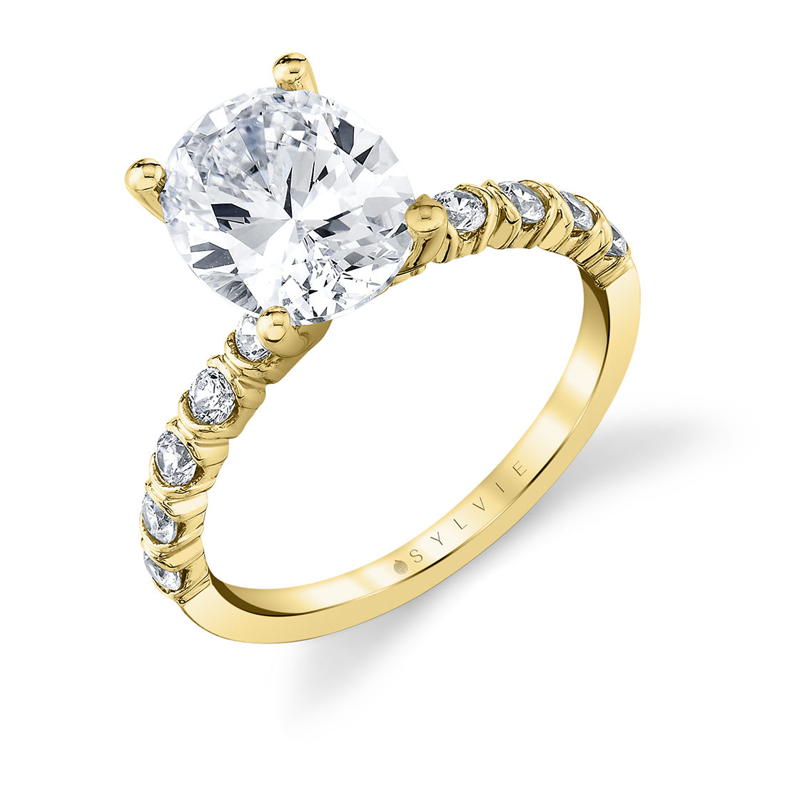 (18K Yellow) Oval Cut Classic Engagement Ring - Teddi
